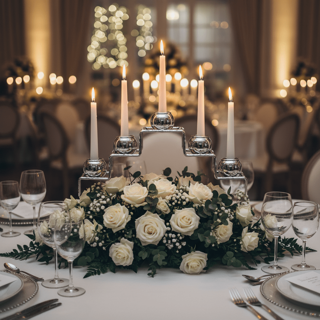Large Silver Metal 5 - Way Candle Holder for Dining Table & Wedding Decoration – 28cm - Al Kabayel Discount CentreLarge Silver Metal 5 - Way Candle Holder for Dining Table & Wedding Decoration – 28cmHome Décor AccentsAKDCAl Kabayel Discount Centre