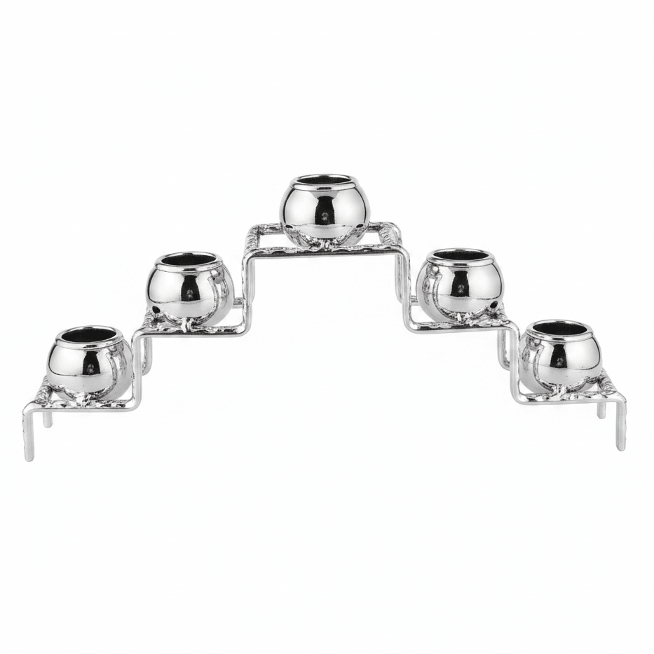 Large Silver Metal 5 - Way Candle Holder for Dining Table & Wedding Decoration – 28cm - Al Kabayel Discount CentreLarge Silver Metal 5 - Way Candle Holder for Dining Table & Wedding Decoration – 28cmHome Décor AccentsAKDCAl Kabayel Discount Centre