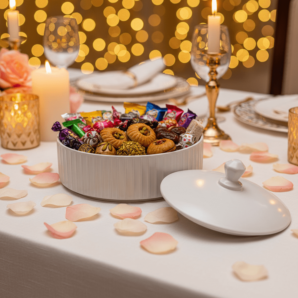 Large White Ceramic Candy Bowl with Lid – Elegant Dessert & Treat Display Bowl (9 inch) - Al Kabayel Discount CentreLarge White Ceramic Candy Bowl with Lid – Elegant Dessert & Treat Display Bowl (9 inch)Jars & Food SaversAKDCAl Kabayel Discount Centre