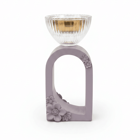 Lavender Chalk & Glass Incense Burner | Arch Floral Design | 15cm - Al Kabayel Discount CentreLavender Chalk & Glass Incense Burner | Arch Floral Design | 15cmIncense burnerAKDCAl Kabayel Discount Centre