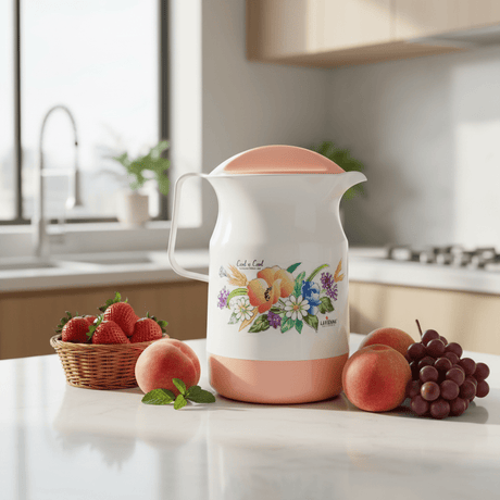 Lavenna Cool n Cool Insulated Water Jug 2.2L — White & Peach Floral Edition - Al Kabayel Discount CentreLavenna Cool n Cool Insulated Water Jug 2.2L — White & Peach Floral EditionJugsLAVENNAAl Kabayel Discount Centre