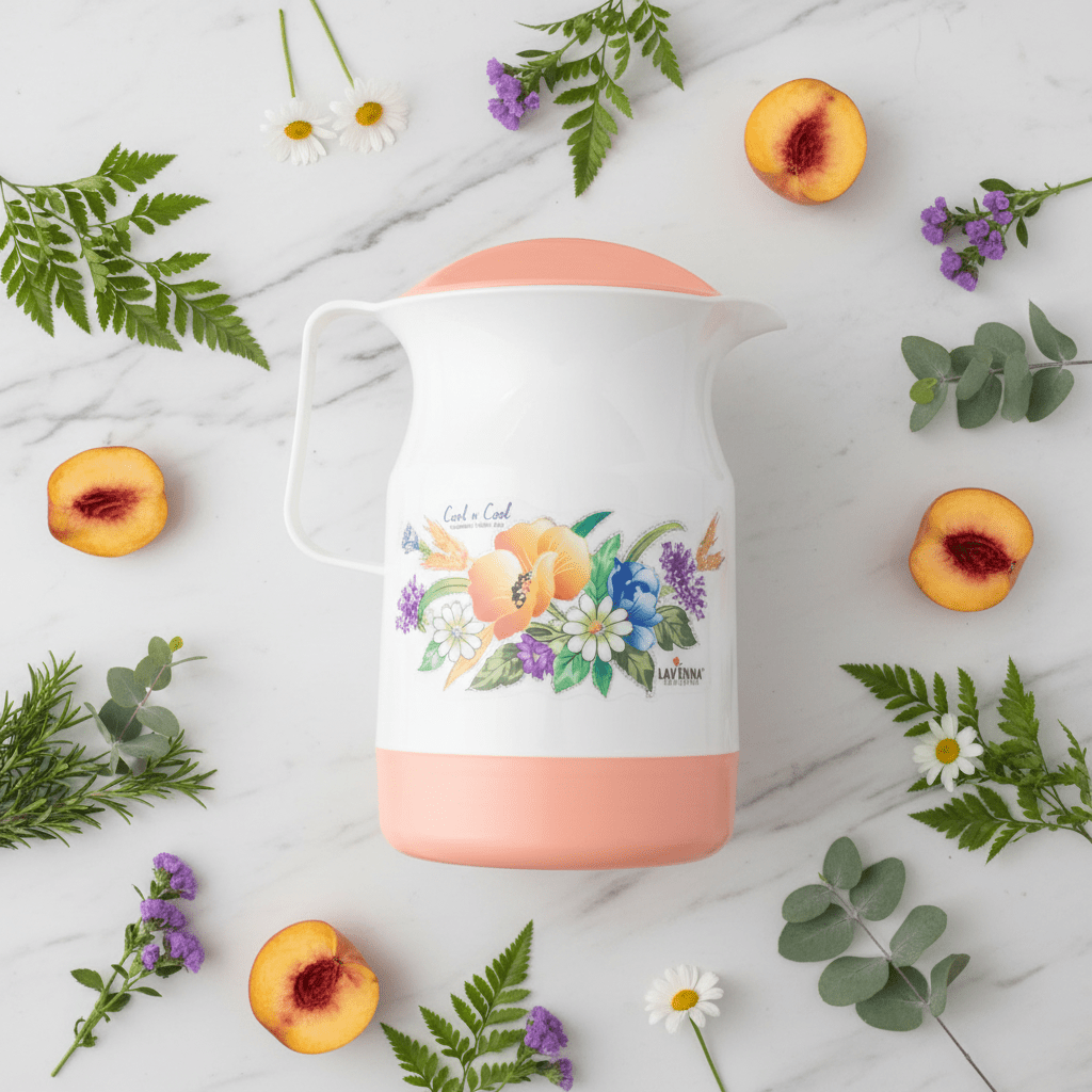 Lavenna Cool n Cool Insulated Water Jug 2.2L — White & Peach Floral Edition - Al Kabayel Discount CentreLavenna Cool n Cool Insulated Water Jug 2.2L — White & Peach Floral EditionJugsLAVENNAAl Kabayel Discount Centre