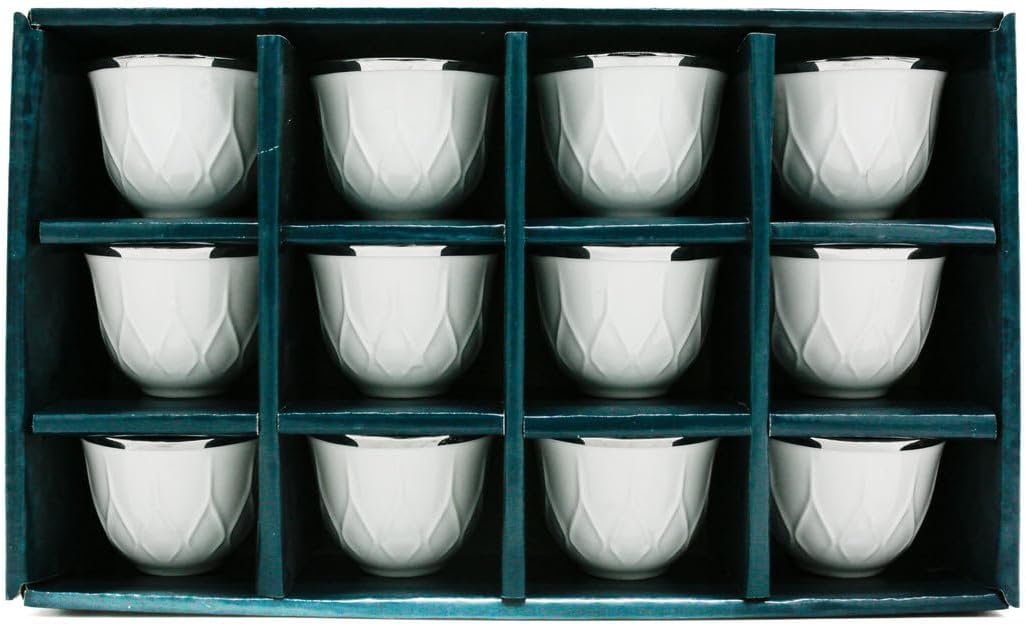 Lavin Ceramic 12Pcs Cawa Cup 50MLÂ  - White&Silver - Al Kabayel Discount CentreLavin Ceramic 12Pcs Cawa Cup 50MLÂ  - White&SilverTea CupsLAVINAl Kabayel Discount Centre
