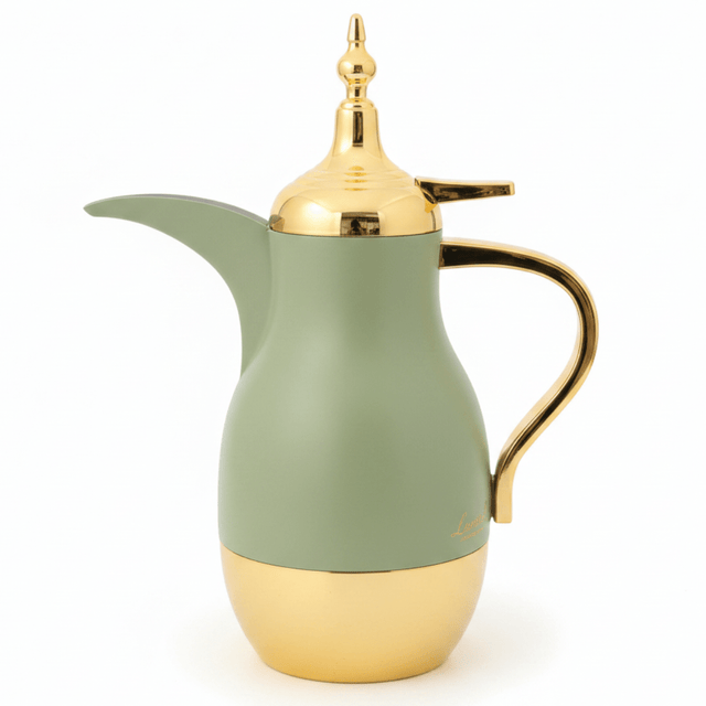 Lavin Vacuum Flask 0.75 Litre – Sage Green & Gold Dallah - Al Kabayel Discount CentreLavin Vacuum Flask 0.75 Litre – Sage Green & Gold DallahThermosLAVINAl Kabayel Discount Centre