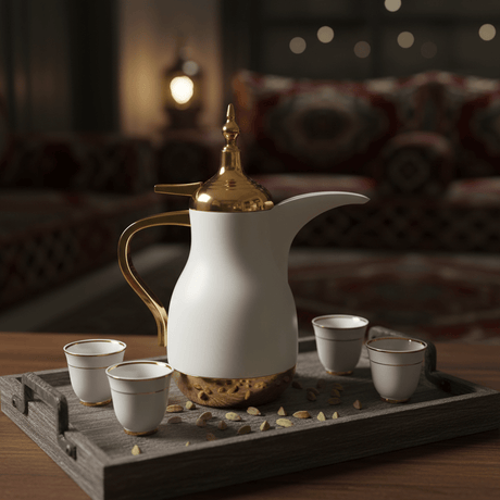 Lavin Vacuum Flask 0.7L – Off White & Gold | Dallah Arabic Coffee Pot - Al Kabayel Discount CentreLavin Vacuum Flask 0.7L – Off White & Gold | Dallah Arabic Coffee PotThermosLAVINAl Kabayel Discount Centre