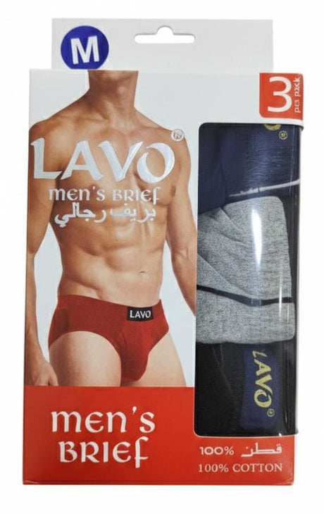 Lavo Men’s Cotton Briefs – Soft Stretch Waistband, Assorted Colors, Size M (Pack of 3) - Al Kabayel Discount CentreLavo Men’s Cotton Briefs – Soft Stretch Waistband, Assorted Colors, Size M (Pack of 3)Men's UnderwearsLAVOAl Kabayel Discount Centre