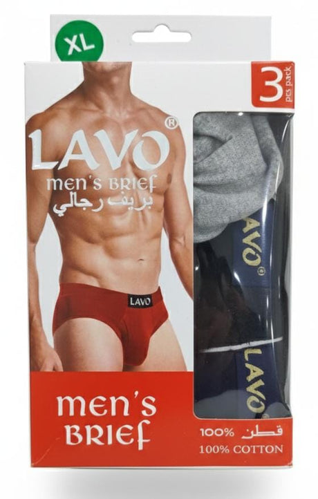 Lavo Men’s Cotton Briefs – Soft Stretch Waistband, Assorted Colors, Size XL (Pack of 3) - Al Kabayel Discount CentreLavo Men’s Cotton Briefs – Soft Stretch Waistband, Assorted Colors, Size XL (Pack of 3)Men's UnderwearsLAVOAl Kabayel Discount Centre