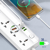 LDNIO 5 Way Power Extension Cord with 5 Universal Outlets Compatible With UK/UAE Plug, 2 Auto ID USB Ports, 1* QC 3.0, 1* PD, 2m Extension Cord - Al Kabayel Discount CentreLDNIO 5 Way Power Extension Cord with 5 Universal Outlets Compatible With UK/UAE Plug, 2 Auto ID USB Ports, 1* QC 3.0, 1* PD, 2m Extension CordCords & AdaptersLDINOAl Kabayel Discount Centre