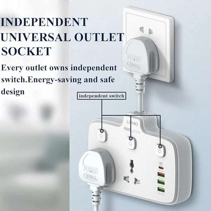 LDNIO Multi Plug Adaptor, 2 Way Plugs Extension Multi Sockets Wall Charger Adapter with 1 PD & 1 QC3.0 And 2 Auto ID Ports, 2500W Power Socket - Al Kabayel Discount CentreLDNIO Multi Plug Adaptor, 2 Way Plugs Extension Multi Sockets Wall Charger Adapter with 1 PD & 1 QC3.0 And 2 Auto ID Ports, 2500W Power SocketCords & AdaptersLDINOAl Kabayel Discount Centre