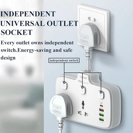 LDNIO Multi Plug Adaptor, 2 Way Plugs Extension Multi Sockets Wall Charger Adapter with 1 PD & 1 QC3.0 And 2 Auto ID Ports, 2500W Power Socket - Al Kabayel Discount CentreLDNIO Multi Plug Adaptor, 2 Way Plugs Extension Multi Sockets Wall Charger Adapter with 1 PD & 1 QC3.0 And 2 Auto ID Ports, 2500W Power SocketCords & AdaptersLDINOAl Kabayel Discount Centre