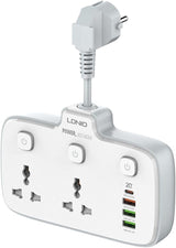 LDNIO Multi Plug Adaptor, 2 Way Plugs Extension Multi Sockets Wall Charger Adapter with 1 PD & 1 QC3.0 And 2 Auto ID Ports, 2500W Power Socket - Al Kabayel Discount CentreLDNIO Multi Plug Adaptor, 2 Way Plugs Extension Multi Sockets Wall Charger Adapter with 1 PD & 1 QC3.0 And 2 Auto ID Ports, 2500W Power SocketCords & AdaptersLDINOAl Kabayel Discount Centre