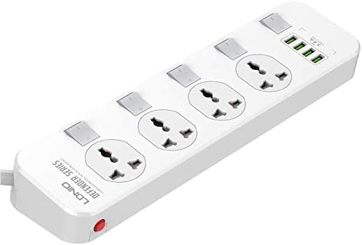 LDNIO Power Extension Socket with Auto - ID 4 USB Ports,4 Spaced Power Sockets With UK Plug, Overload Switch, 2m Extension Cord - Al Kabayel Discount CentreLDNIO Power Extension Socket with Auto - ID 4 USB Ports,4 Spaced Power Sockets With UK Plug, Overload Switch, 2m Extension CordCords & AdaptersLDINOAl Kabayel Discount Centre