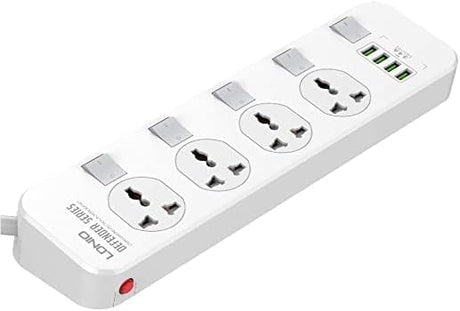 LDNIO Power Extension Socket with Auto - ID 4 USB Ports,4 Spaced Power Sockets With UK Plug, Overload Switch, 2m Extension Cord - Al Kabayel Discount CentreLDNIO Power Extension Socket with Auto - ID 4 USB Ports,4 Spaced Power Sockets With UK Plug, Overload Switch, 2m Extension CordCords & AdaptersLDINOAl Kabayel Discount Centre