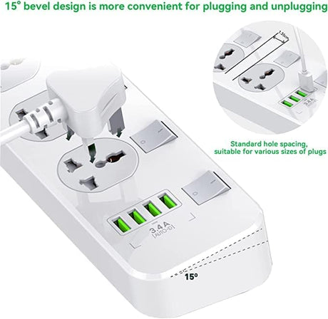 LDNIO Power Extension Socket with Auto - ID 4 USB Ports,4 Spaced Power Sockets With UK Plug, Overload Switch, 2m Extension Cord - Al Kabayel Discount CentreLDNIO Power Extension Socket with Auto - ID 4 USB Ports,4 Spaced Power Sockets With UK Plug, Overload Switch, 2m Extension CordCords & AdaptersLDINOAl Kabayel Discount Centre