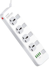 LDNIO Power Extension Socket with Auto - ID 4 USB Ports,4 Spaced Power Sockets With UK Plug, Overload Switch, 2m Extension Cord - Al Kabayel Discount CentreLDNIO Power Extension Socket with Auto - ID 4 USB Ports,4 Spaced Power Sockets With UK Plug, Overload Switch, 2m Extension CordCords & AdaptersLDINOAl Kabayel Discount Centre