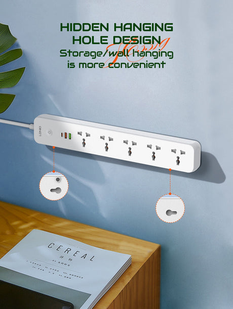 LDNIO SC5319 Multi Socket Extension Lead with 5 AC 3 USB Power Socket Plug Extender 2M Wall Mountable Universal Power Strip - Al Kabayel Discount CentreLDNIO SC5319 Multi Socket Extension Lead with 5 AC 3 USB Power Socket Plug Extender 2M Wall Mountable Universal Power StripCords & AdaptersLDINOAl Kabayel Discount Centre
