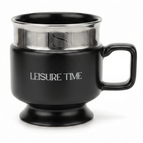 LEISURE TIME — Black Ceramic Mug with Elegant Handle | 330ml - Al Kabayel Discount CentreLEISURE TIME — Black Ceramic Mug with Elegant Handle | 330mlMugsAKDCAl Kabayel Discount Centre