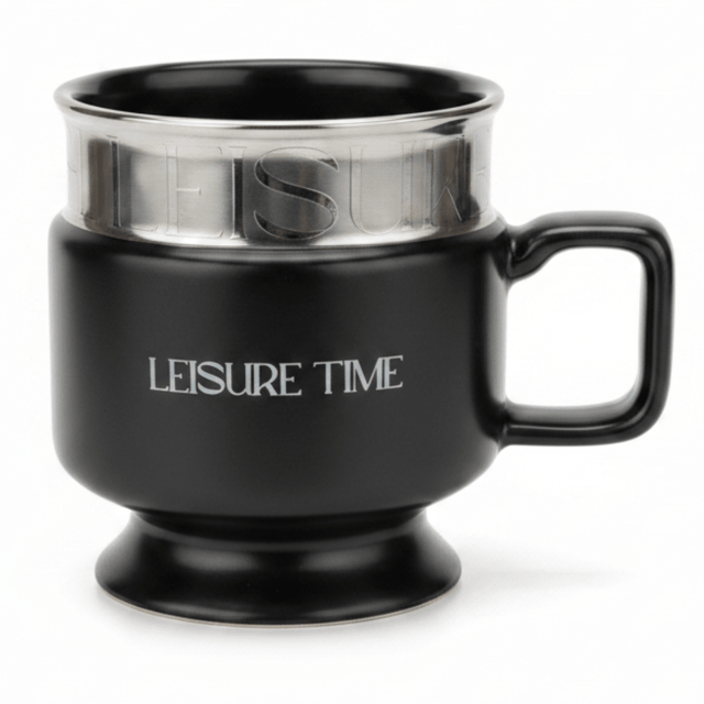 LEISURE TIME — Black Ceramic Mug with Elegant Handle | 330ml - Al Kabayel Discount CentreLEISURE TIME — Black Ceramic Mug with Elegant Handle | 330mlMugsAKDCAl Kabayel Discount Centre