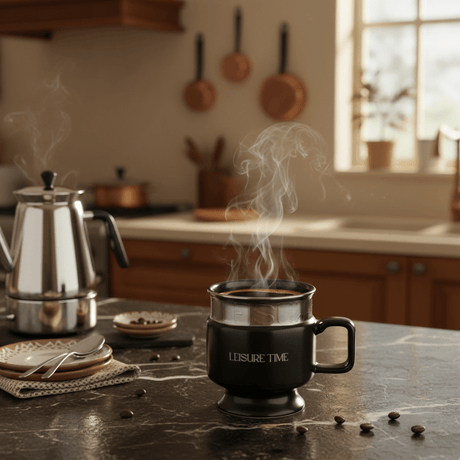 LEISURE TIME — Black Ceramic Mug with Elegant Handle | 330ml - Al Kabayel Discount CentreLEISURE TIME — Black Ceramic Mug with Elegant Handle | 330mlMugsAKDCAl Kabayel Discount Centre