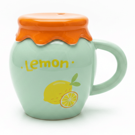Lemon Ceramic Mug With Lid — Mint Green | 380ml - Al Kabayel Discount CentreLemon Ceramic Mug With Lid — Mint Green | 380mlMugsAKDCAl Kabayel Discount Centre