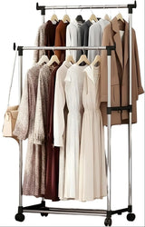 Leostar Double Garment Rack CD - 1264 | Adjustable Height | Double Rail | With Wheels 82*42*92 CM - Al Kabayel Discount CentreLeostar Double Garment Rack CD - 1264 | Adjustable Height | Double Rail | With Wheels 82*42*92 CMHome Décor AccentsLEOSTARAl Kabayel Discount Centre