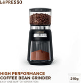 LePresso High Performance Coffee Bean Grinder, SUS430 Steel Grade, 210g Bean Box Capacity, 20 Grinding Sizes, Coffee Powder Maker - Al Kabayel Discount CentreLePresso High Performance Coffee Bean Grinder, SUS430 Steel Grade, 210g Bean Box Capacity, 20 Grinding Sizes, Coffee Powder MakerFood & Drink AppliancesLEPRESSOAl Kabayel Discount Centre