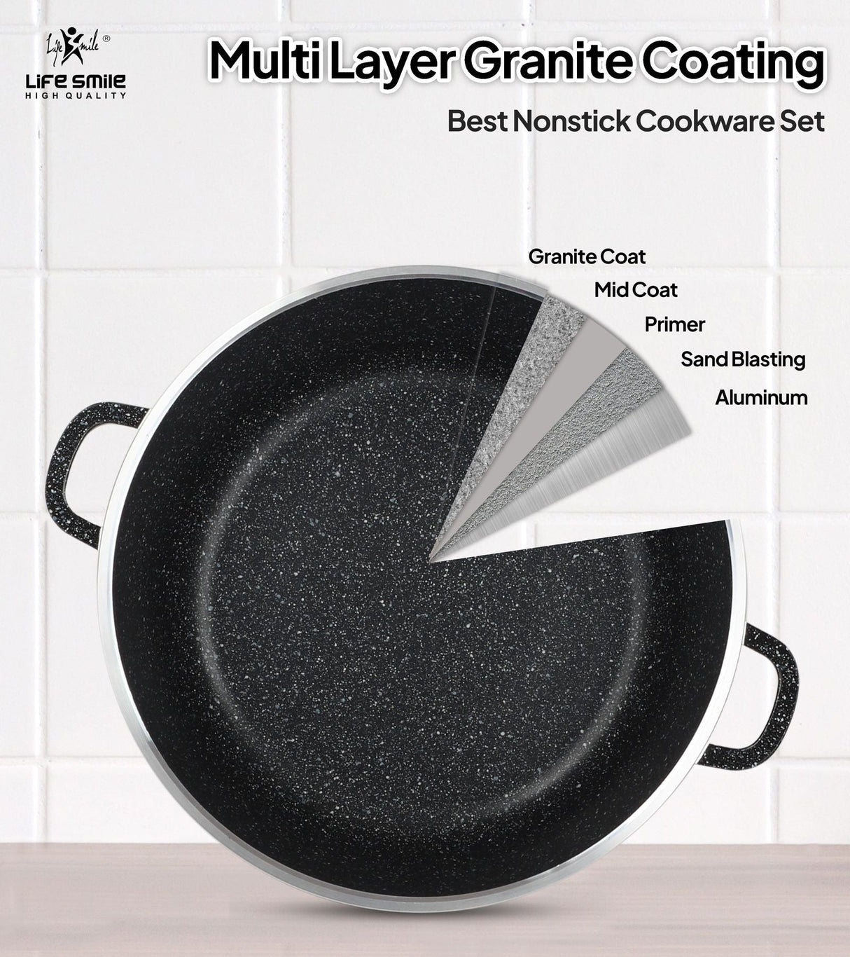 Life Smile 16cm Oven-Safe Granite Coating Cooking Pot with Glass Lid Beige/Black/Gray - Al Kabayel Discount CentreLife Smile 16cm Oven-Safe Granite Coating Cooking Pot with Glass Lid Beige/Black/GrayCasserolesLIFE SMILEAl Kabayel Discount Centre