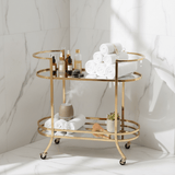 Life Smile 2-Tier Gold Metal & Glass Serving Trolley | Oval Cart with Wheels | 87×75×37 cm | Multi-Purpose Hospitality & Home Décor Trolley | - Al Kabayel Discount CentreLife Smile 2-Tier Gold Metal & Glass Serving Trolley | Oval Cart with Wheels | 87×75×37 cm | Multi-Purpose Hospitality & Home Décor Trolley |Organizers & AccessoriesLIFE SMILEAl Kabayel Discount Centre