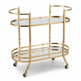 Life Smile 2-Tier Gold Metal & Glass Serving Trolley | Oval Cart with Wheels | 87×75×37 cm | Multi-Purpose Hospitality & Home Décor Trolley | - Al Kabayel Discount CentreLife Smile 2-Tier Gold Metal & Glass Serving Trolley | Oval Cart with Wheels | 87×75×37 cm | Multi-Purpose Hospitality & Home Décor Trolley |Organizers & AccessoriesLIFE SMILEAl Kabayel Discount Centre