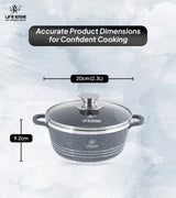 Life Smile 20cm Oven-Safe Granite Coating Cooking Pot with Glass Lid Beige/Black/Gray - Al Kabayel Discount CentreLife Smile 20cm Oven-Safe Granite Coating Cooking Pot with Glass Lid Beige/Black/GrayCasserolesLIFE SMILEAl Kabayel Discount Centre