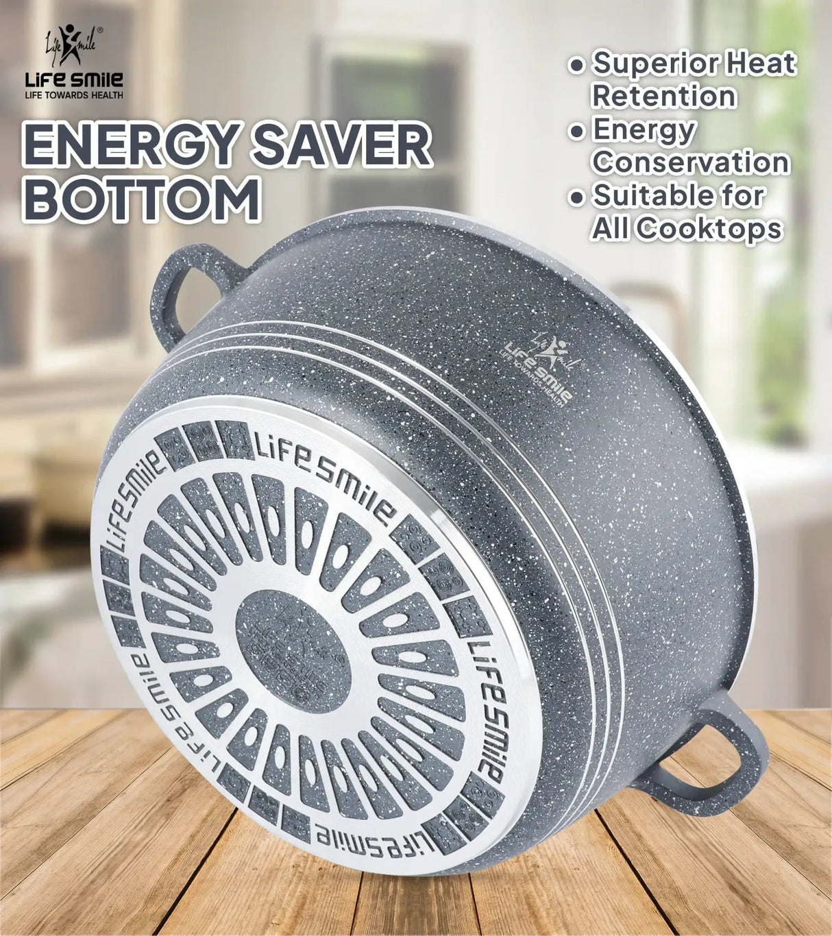 Life Smile 20cm Oven-Safe Granite Coating Cooking Pot with Glass Lid Beige/Black/Gray - Al Kabayel Discount CentreLife Smile 20cm Oven-Safe Granite Coating Cooking Pot with Glass Lid Beige/Black/GrayCasserolesLIFE SMILEAl Kabayel Discount Centre