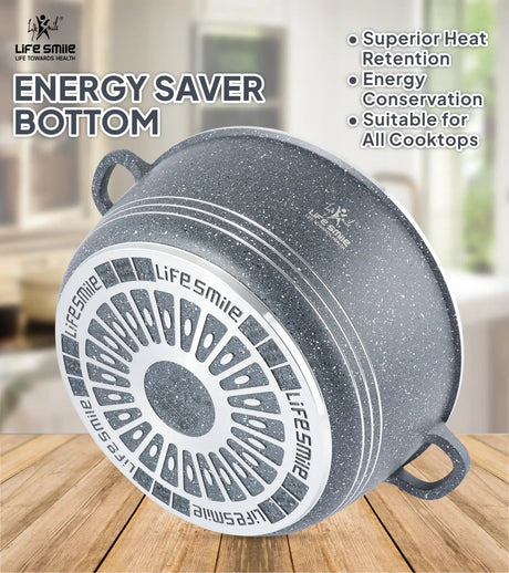 Life Smile 20cm Oven-Safe Granite Coating Cooking Pot with Glass Lid Beige/Black/Gray - Al Kabayel Discount CentreLife Smile 20cm Oven-Safe Granite Coating Cooking Pot with Glass Lid Beige/Black/GrayCasserolesLIFE SMILEAl Kabayel Discount Centre