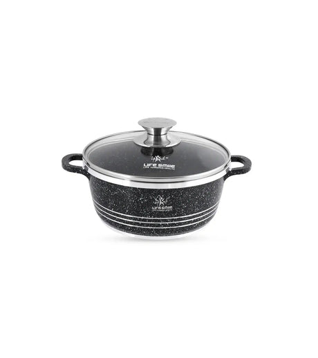 Life Smile 20cm Oven-Safe Granite Coating Cooking Pot with Glass Lid Beige/Black/Gray - Al Kabayel Discount CentreLife Smile 20cm Oven-Safe Granite Coating Cooking Pot with Glass Lid Beige/Black/GrayCasserolesLIFE SMILEAl Kabayel Discount Centre