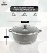 Life Smile 24cm Oven-Safe Granite Coating Cooking Pot with Glass Lid Beige/Black/Gray - Al Kabayel Discount CentreLife Smile 24cm Oven-Safe Granite Coating Cooking Pot with Glass Lid Beige/Black/GrayCasserolesLIFE SMILEAl Kabayel Discount Centre