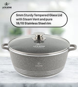 Life Smile 24cm Oven-Safe Granite Coating Cooking Pot with Glass Lid Beige/Black/Gray - Al Kabayel Discount CentreLife Smile 24cm Oven-Safe Granite Coating Cooking Pot with Glass Lid Beige/Black/GrayCasserolesLIFE SMILEAl Kabayel Discount Centre