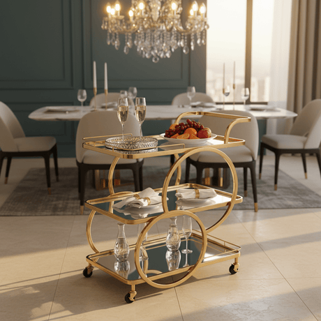 Life Smile 3-Tier Gold Metal & Glass Serving Trolley | Luxury Majlis Cart with Swivel Wheels | 80×70×40 cm | - Al Kabayel Discount CentreLife Smile 3-Tier Gold Metal & Glass Serving Trolley | Luxury Majlis Cart with Swivel Wheels | 80×70×40 cm |Organizers & AccessoriesLIFE SMILEAl Kabayel Discount Centre