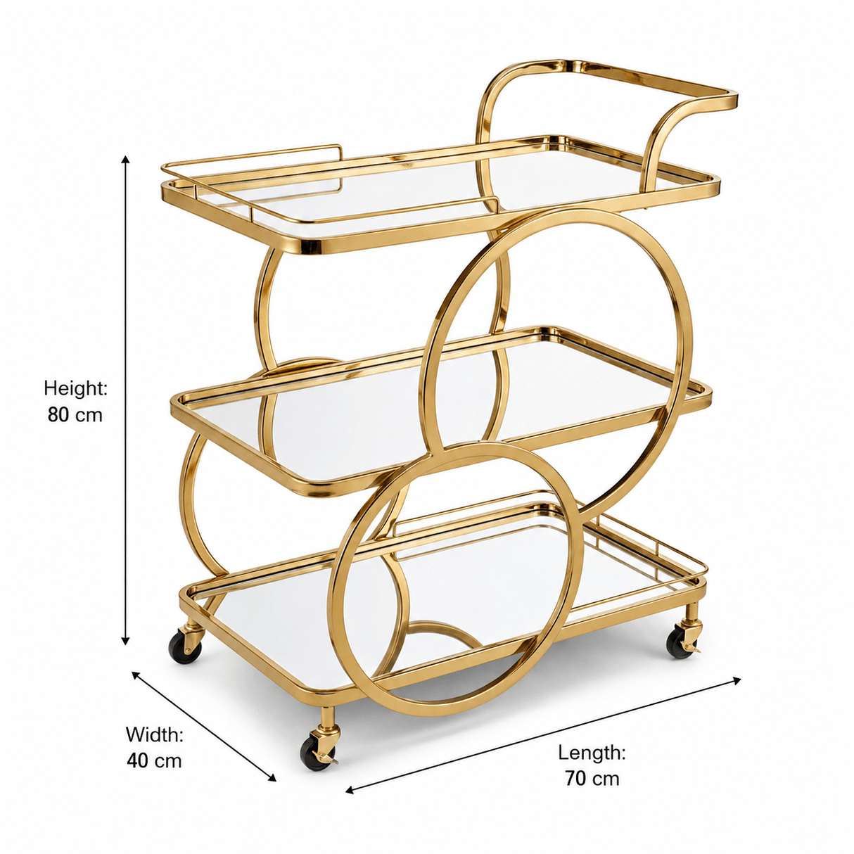 Life Smile 3-Tier Gold Metal & Glass Serving Trolley | Luxury Majlis Cart with Swivel Wheels | 80×70×40 cm | - Al Kabayel Discount CentreLife Smile 3-Tier Gold Metal & Glass Serving Trolley | Luxury Majlis Cart with Swivel Wheels | 80×70×40 cm |Organizers & AccessoriesLIFE SMILEAl Kabayel Discount Centre