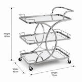 Life Smile 3-Tier Silver Chrome Metal & Mirror Glass Serving Trolley | Multi-Purpose Rolling Cart with Circular Frame | 80×70×40 cm | - Al Kabayel Discount CentreLife Smile 3-Tier Silver Chrome Metal & Mirror Glass Serving Trolley | Multi-Purpose Rolling Cart with Circular Frame | 80×70×40 cm |Organizers & AccessoriesLIFE SMILEAl Kabayel Discount Centre