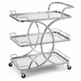 Life Smile 3-Tier Silver Chrome Metal & Mirror Glass Serving Trolley | Multi-Purpose Rolling Cart with Circular Frame | 80×70×40 cm | - Al Kabayel Discount CentreLife Smile 3-Tier Silver Chrome Metal & Mirror Glass Serving Trolley | Multi-Purpose Rolling Cart with Circular Frame | 80×70×40 cm |Organizers & AccessoriesLIFE SMILEAl Kabayel Discount Centre
