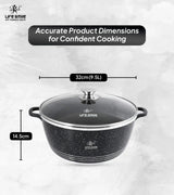 Life Smile 32cm Oven-Safe Granite Coating Cooking Pot with Glass Lid Beige/Black - Al Kabayel Discount CentreLife Smile 32cm Oven-Safe Granite Coating Cooking Pot with Glass Lid Beige/BlackCasserolesLIFE SMILEAl Kabayel Discount Centre