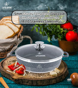 Life Smile 32cm Oven-Safe Granite Coating Cooking Pot with Glass Lid Beige/Black/Gray - Al Kabayel Discount CentreLife Smile 32cm Oven-Safe Granite Coating Cooking Pot with Glass Lid Beige/Black/GrayCasserolesLIFE SMILEAl Kabayel Discount Centre