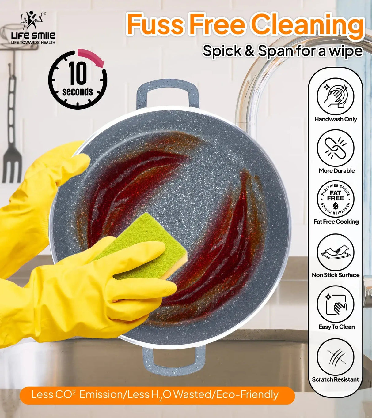 Life Smile 32cm Oven-Safe Granite Coating Cooking Pot with Glass Lid Beige/Black/Gray - Al Kabayel Discount CentreLife Smile 32cm Oven-Safe Granite Coating Cooking Pot with Glass Lid Beige/Black/GrayCasserolesLIFE SMILEAl Kabayel Discount Centre