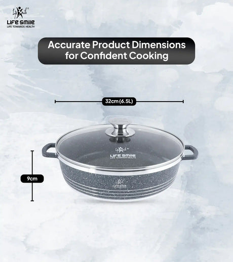 Life Smile 32cm Oven-Safe Granite Coating Cooking Pot with Glass Lid Beige/Black/Gray - Al Kabayel Discount CentreLife Smile 32cm Oven-Safe Granite Coating Cooking Pot with Glass Lid Beige/Black/GrayCasserolesLIFE SMILEAl Kabayel Discount Centre