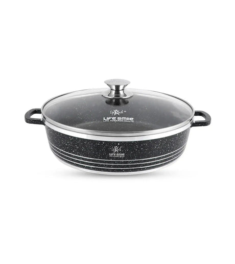 Life Smile 32cm Oven-Safe Granite Coating Cooking Pot with Glass Lid Beige/Black/Gray - Al Kabayel Discount CentreLife Smile 32cm Oven-Safe Granite Coating Cooking Pot with Glass Lid Beige/Black/GrayCasserolesLIFE SMILEAl Kabayel Discount Centre