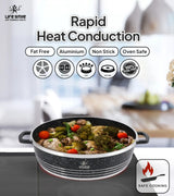 Life Smile 36cm Oven-Safe Granite Coating Cooking Pot with Glass Lid Beige/Black - Al Kabayel Discount CentreLife Smile 36cm Oven-Safe Granite Coating Cooking Pot with Glass Lid Beige/BlackCasserolesLIFE SMILEAl Kabayel Discount Centre