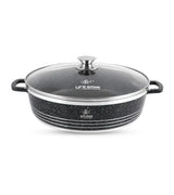 Life Smile 36cm Oven-Safe Granite Coating Cooking Pot with Glass Lid Beige/Black - Al Kabayel Discount CentreLife Smile 36cm Oven-Safe Granite Coating Cooking Pot with Glass Lid Beige/BlackCasserolesLIFE SMILEAl Kabayel Discount Centre