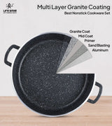 Life Smile 36cm Oven-Safe Granite Coating Cooking Pot with Glass Lid Beige/Black - Al Kabayel Discount CentreLife Smile 36cm Oven-Safe Granite Coating Cooking Pot with Glass Lid Beige/BlackCasserolesLIFE SMILEAl Kabayel Discount Centre