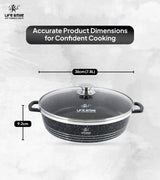 Life Smile 36cm Oven-Safe Granite Coating Cooking Pot with Glass Lid Beige/Black - Al Kabayel Discount CentreLife Smile 36cm Oven-Safe Granite Coating Cooking Pot with Glass Lid Beige/BlackCasserolesLIFE SMILEAl Kabayel Discount Centre