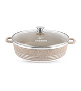 Life Smile 36cm Oven-Safe Granite Coating Cooking Pot with Glass Lid Beige/Black - Al Kabayel Discount CentreLife Smile 36cm Oven-Safe Granite Coating Cooking Pot with Glass Lid Beige/BlackCasserolesLIFE SMILEAl Kabayel Discount Centre
