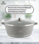 Life Smile 36cm Oven-Safe Granite Coating Cooking Pot with Glass Lid Beige/Black/Gray - Al Kabayel Discount CentreLife Smile 36cm Oven-Safe Granite Coating Cooking Pot with Glass Lid Beige/Black/GrayCasserolesLIFE SMILEAl Kabayel Discount Centre